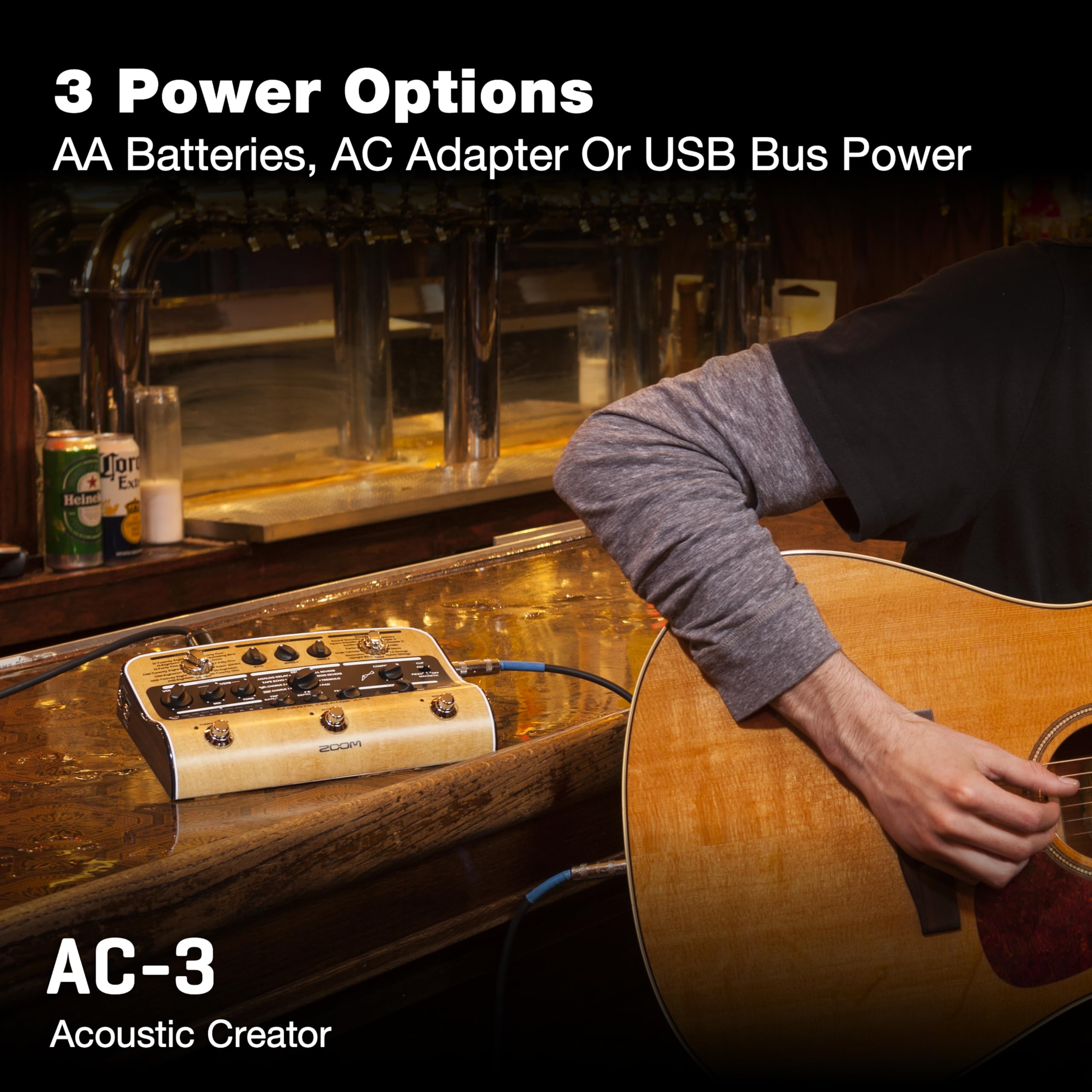 Amazon.com: Zoom AC-3 Acoustic Pedal, DI with Tone Restoration and